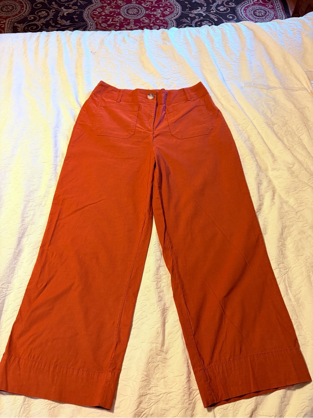 Nicole Miller Wide-Leg Crop Pants in Rust Orange